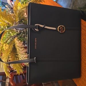 MICHAEL KORS BRAND SIGNATURE WOMEN'S LARGE BLUE TOTE BAG PURSE